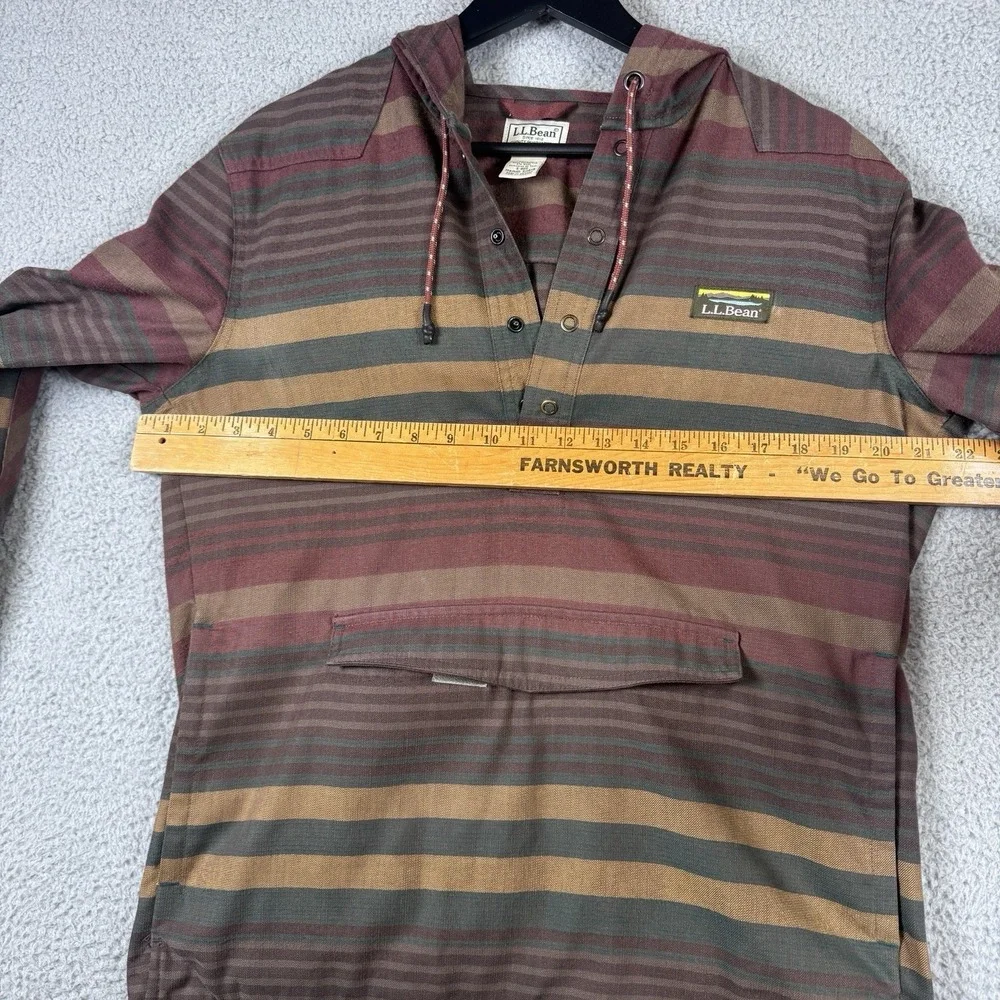 LL Bean Anorak Hoodie Mens Small Multicolor Katahdin Striped Pouch 511616